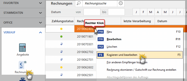 Neue Rechnung anlegen