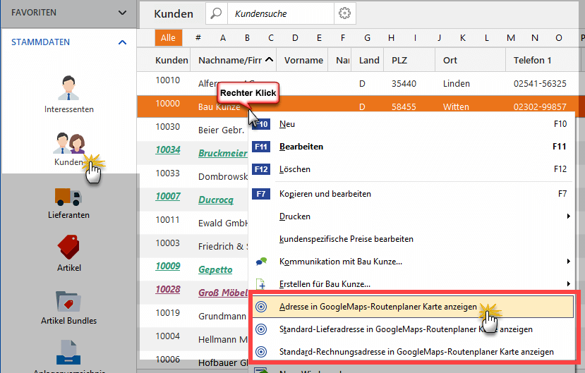 Adresse in Maps anzeigen