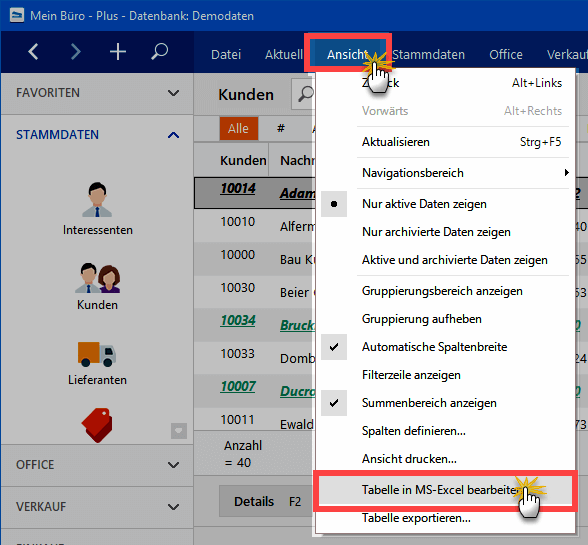 Tabelle in MS-Excel bearbeiten