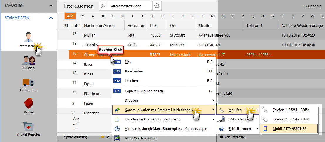 Interessenten kontaktieren