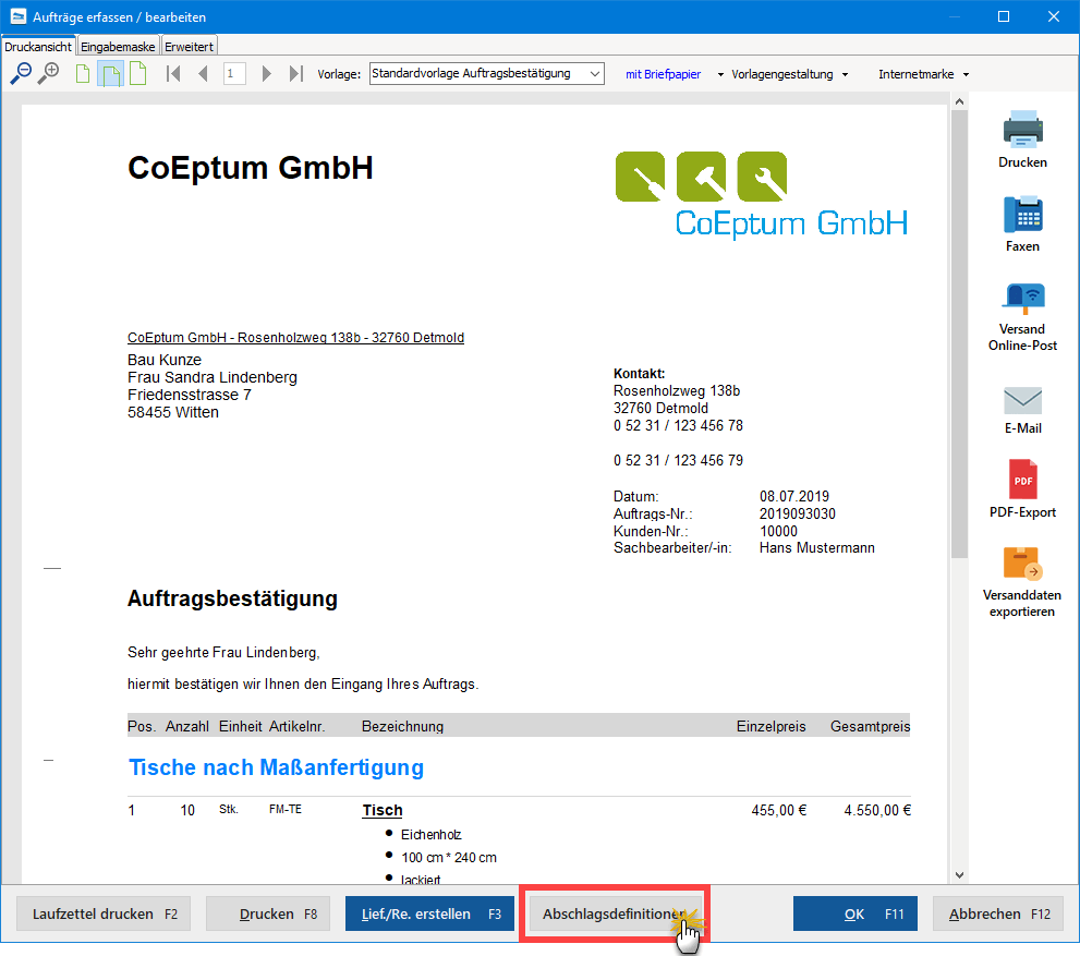 Auftragsbestätigung