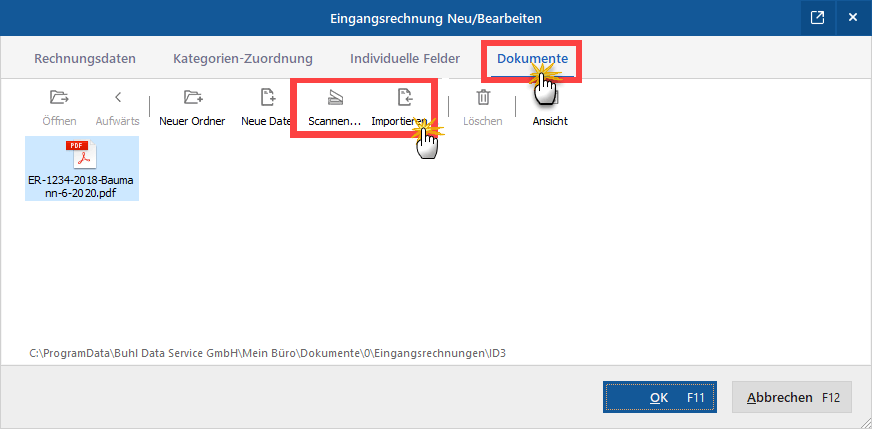 Eingangsrechnung: Dokumente