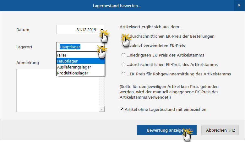 Lagerbestand bewerten