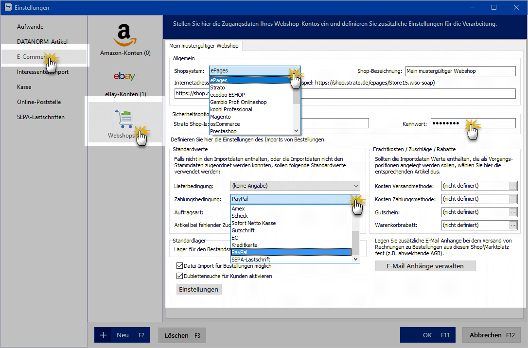 Webshop konfigurieren