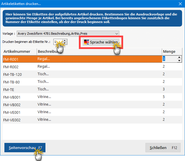 Artikeletiketten Vorschau