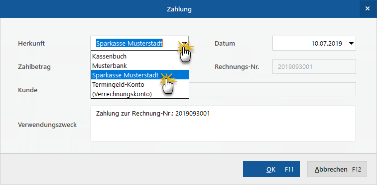 Offline-Konto-Auswahl