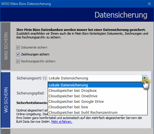 Daten Sichern Datensicherung Meinburo Handbuch