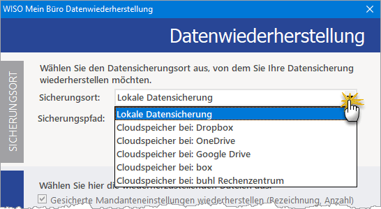 Datensicherung Speicherort