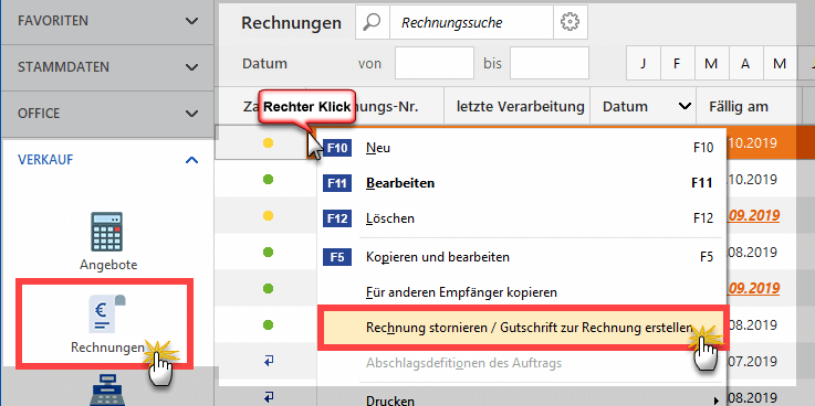 Gutschrift erstellen