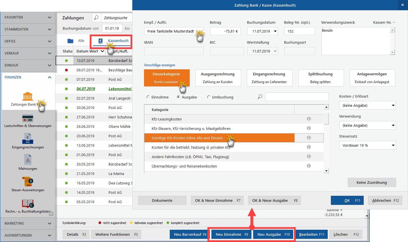 Kasse Ein- / Auszahlungen