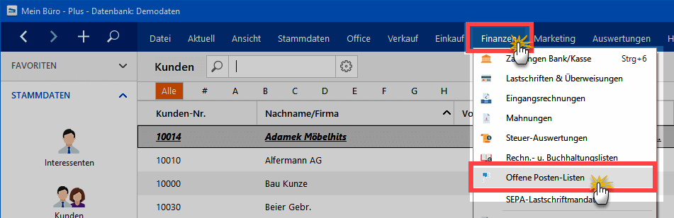 Offene Posten Listen