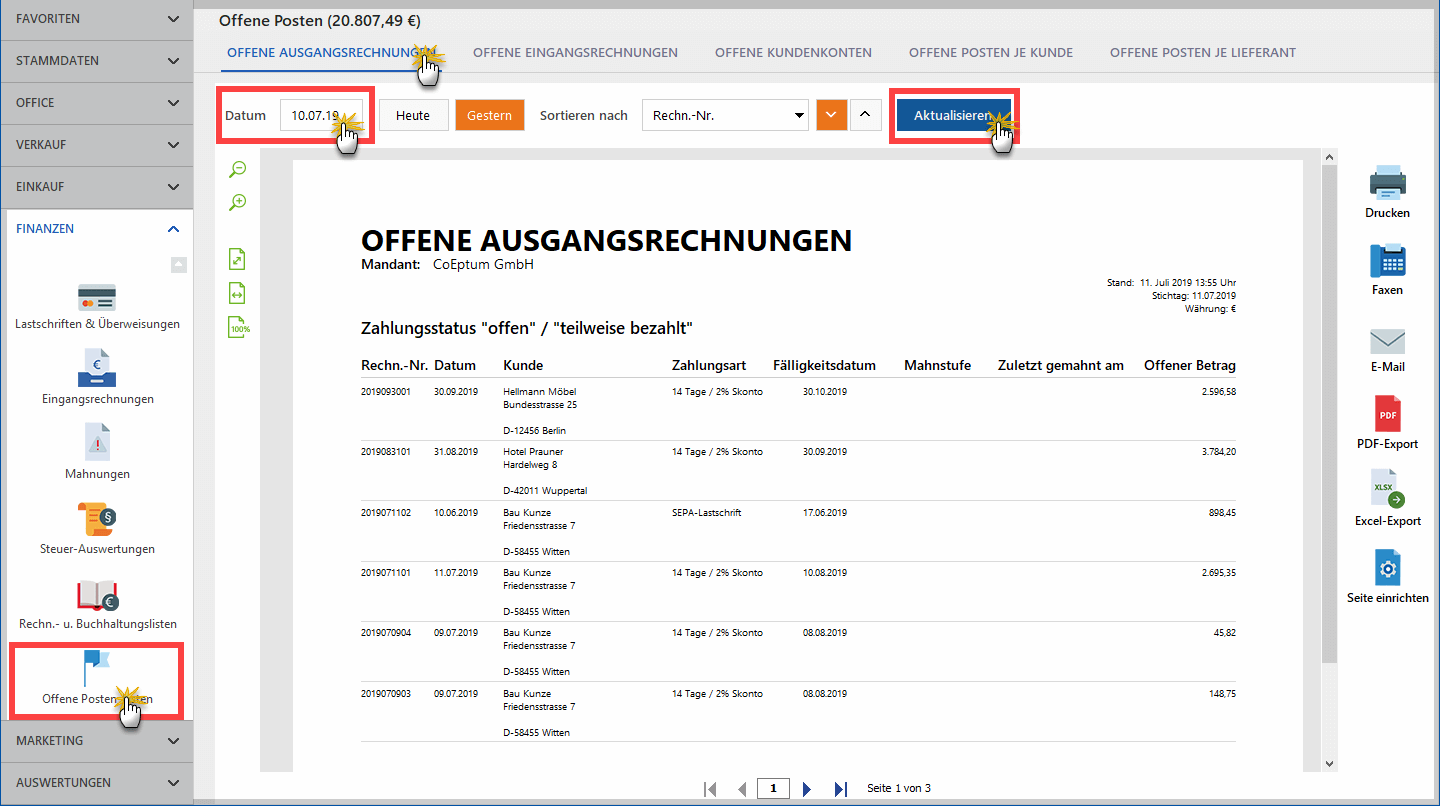 Offene Posten Datum