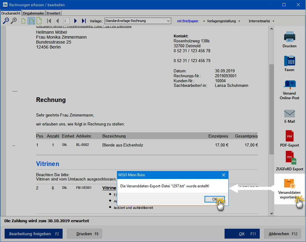 Versanddaten-Export-Datei