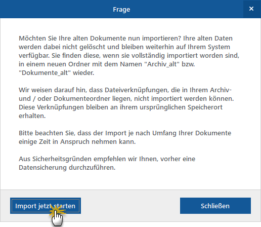 Datensicherung importieren