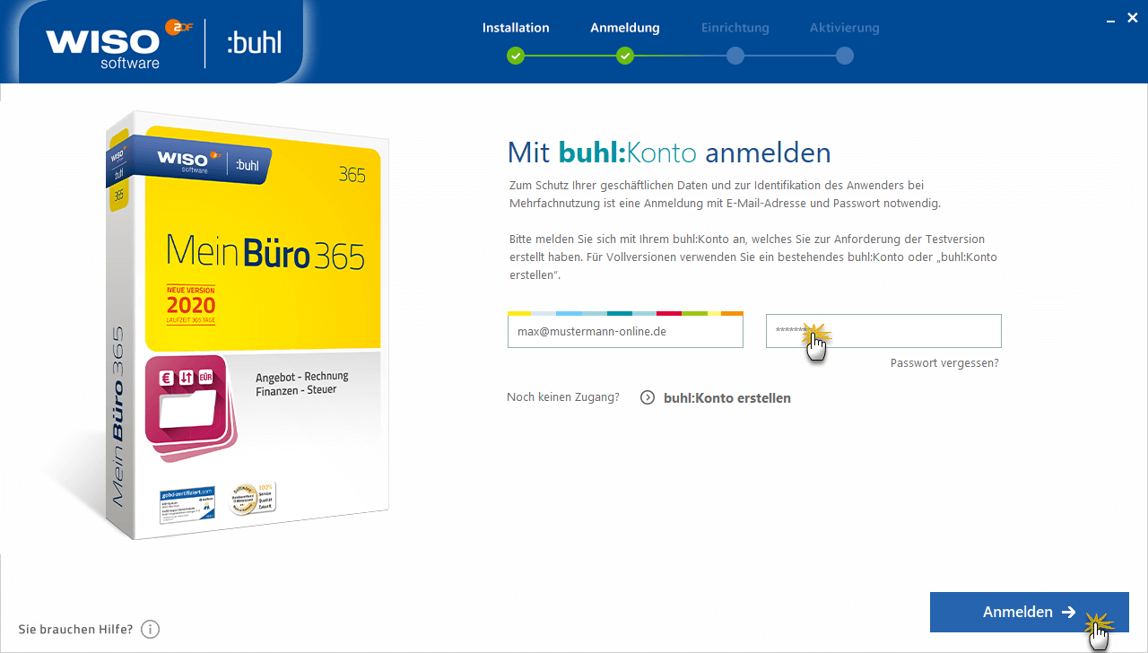 Anmeldung mit Buhl-Konto