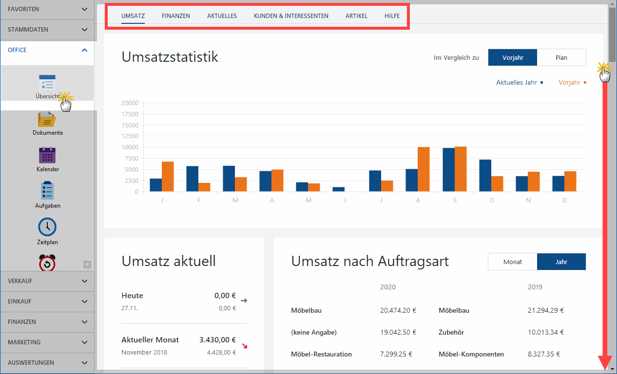 Office-Übersicht Anschicht