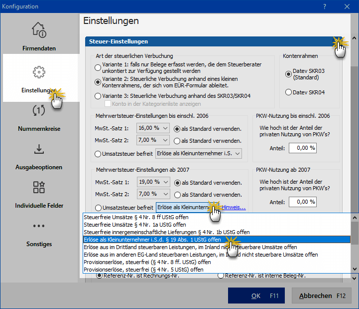 Stammdaten: Buchhaltung