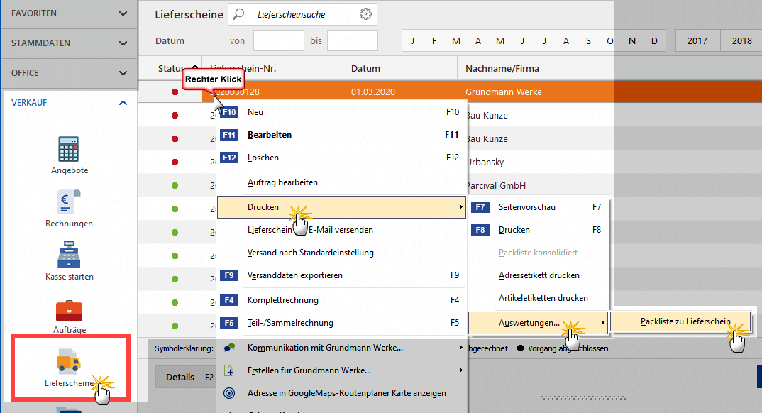 Lieferschein drucken