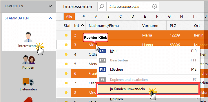 Interessenten alle in Kunden umwandeln