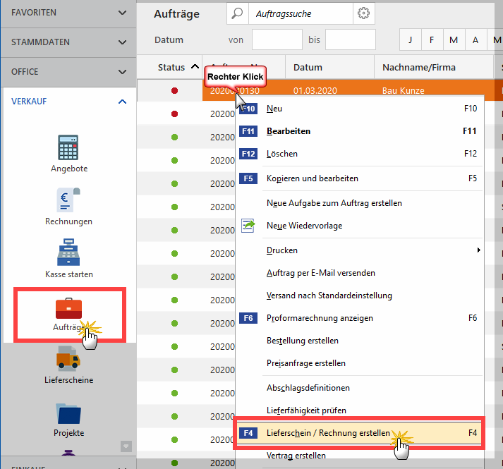 Lieferscheine und Rechnungen erstellen