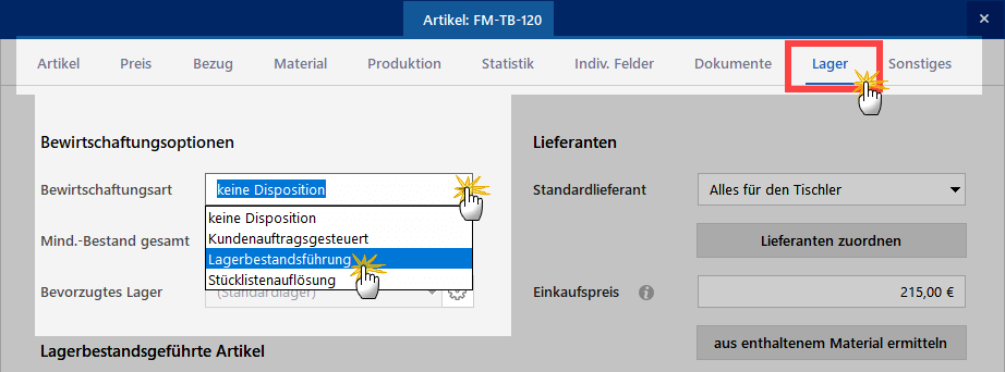 Lager: Bewirtschaftungsart