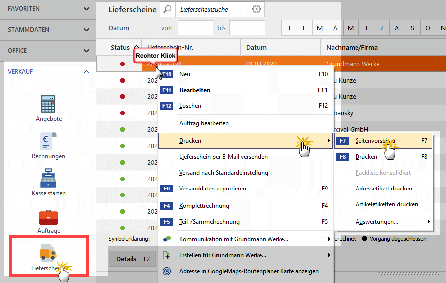 Lieferscheine und Rechnungen erstellen