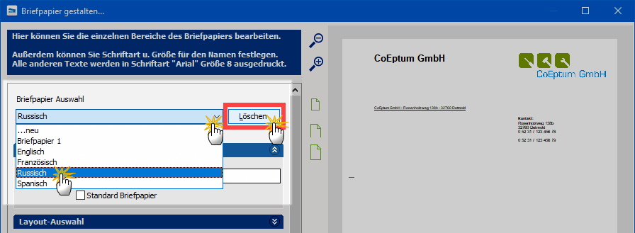 Stammdaten Briefpapier Gestalten Meinburo Handbuch