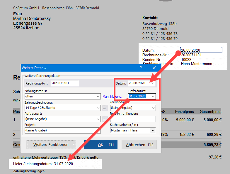 Liefer und Leistungsdatum