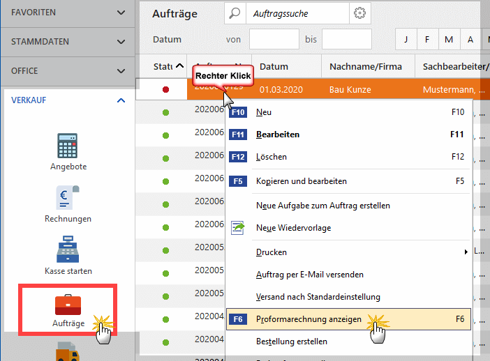 Proforma Rechnungen erstellen