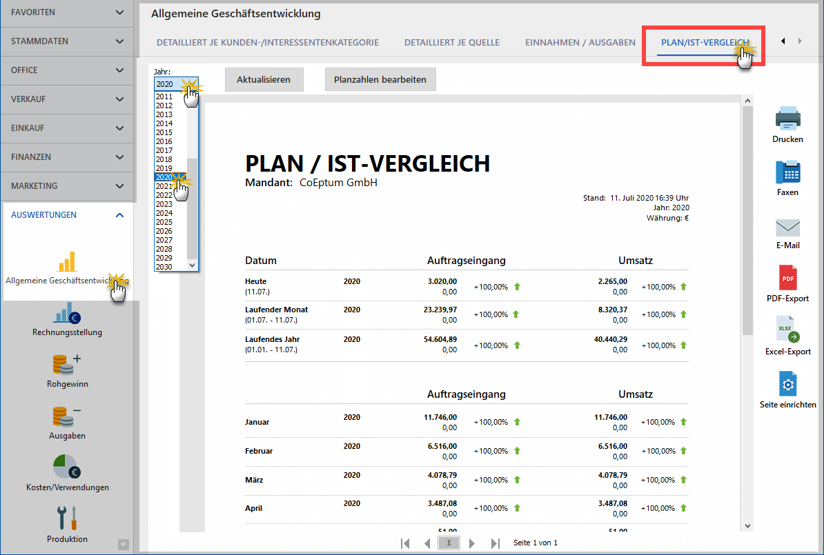 Plan-Ist-Vergleich-Planzahlen