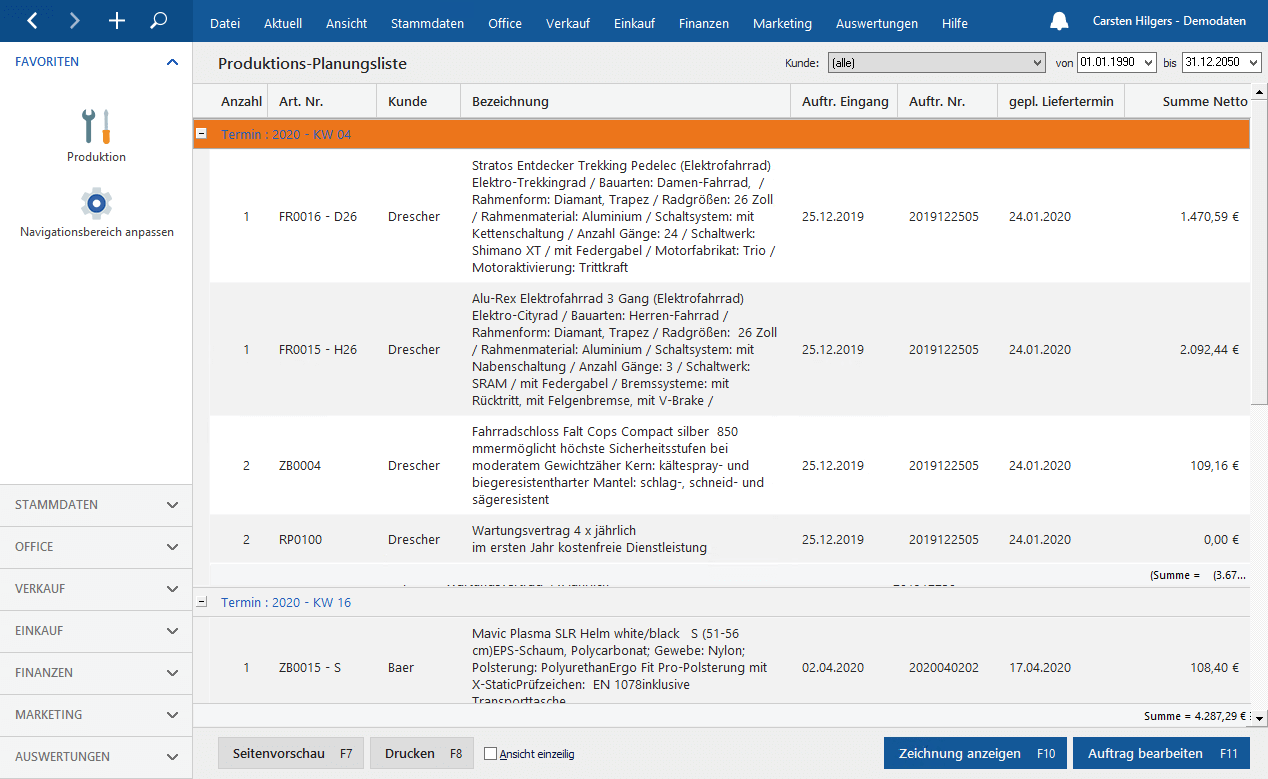 Modul Artikel+ detaillierte Planung