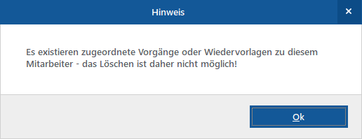 Mitarbeiter löschen Hinweis
