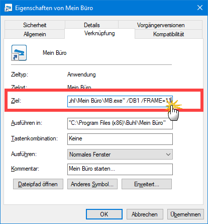 MeinBüro Startparameter
