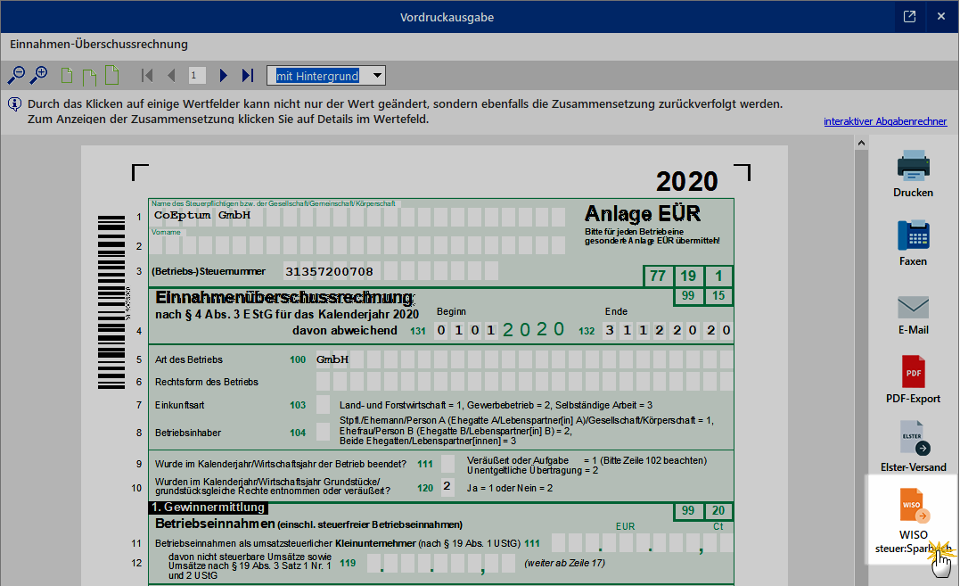 Export WISO Steuer