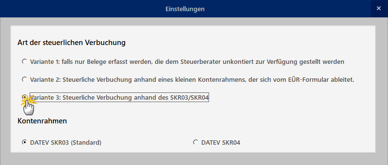 Steuerliche Verbuchungsart ändern