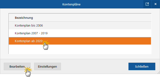 Kontenplan bearbeiten