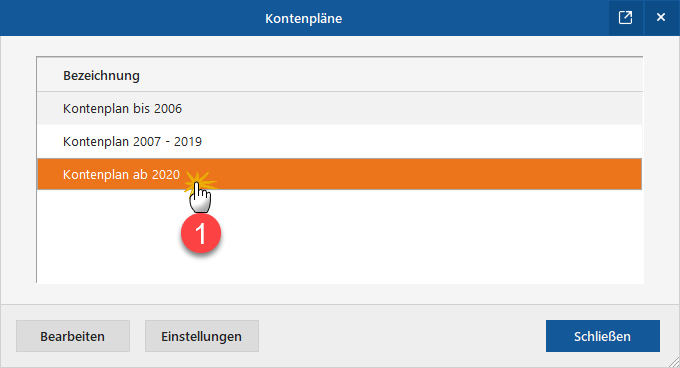 Kontenplan auswählen