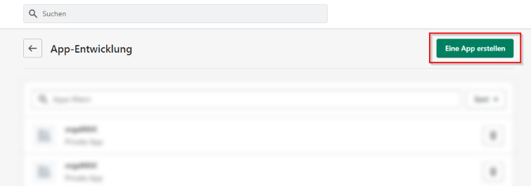 Klicken Sie auf der neuen Seite auf Eine App erstellen.