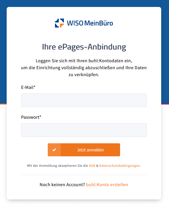 E-Mail und Passwort eingeben