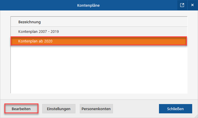 Kontenplan öffnen