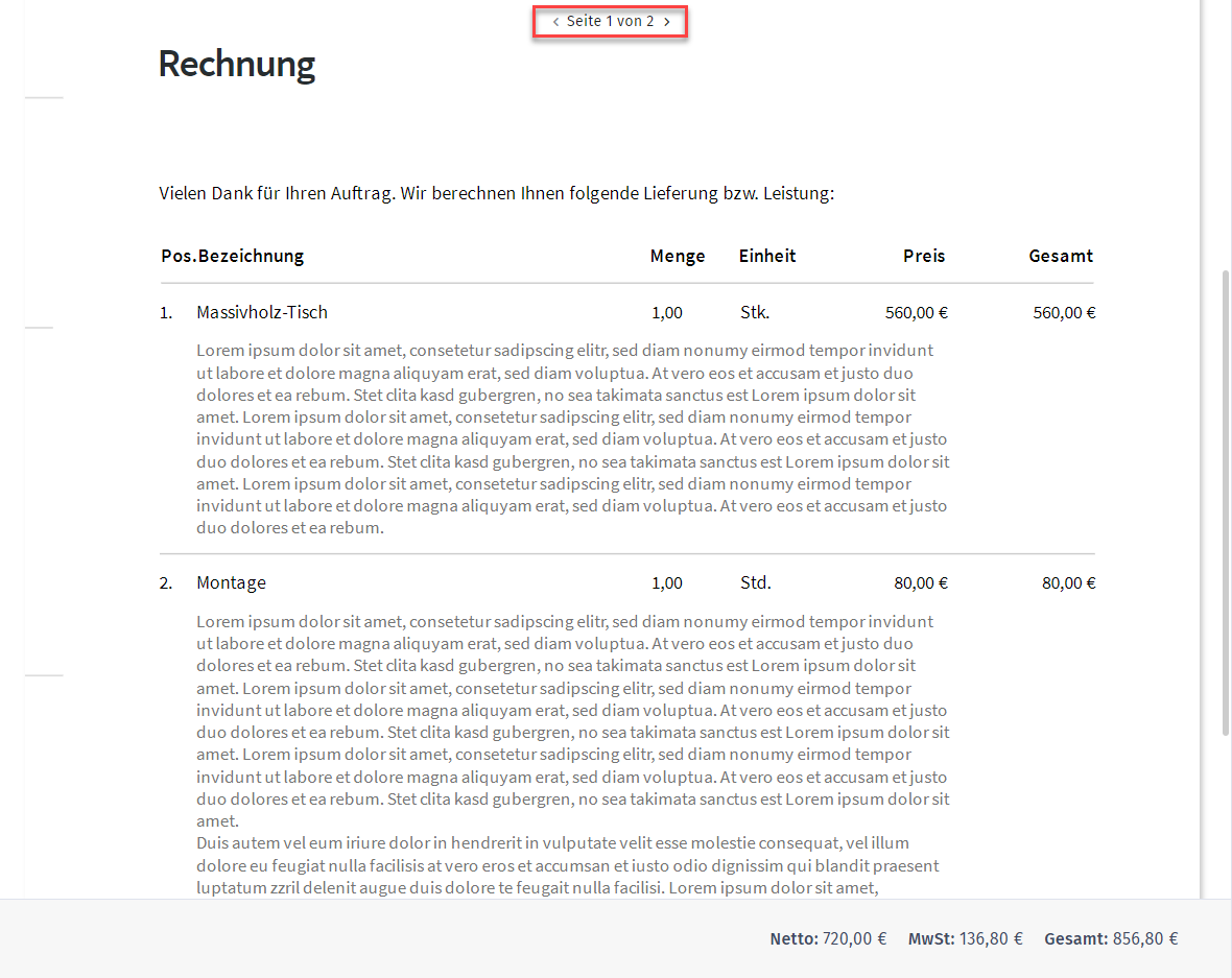 Layout ohne Umbruch weniger Seiten