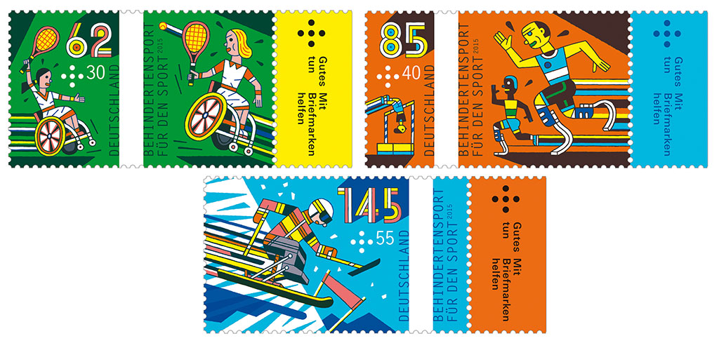 Thema: Behindertensport. Eine beachtliche Sammlung an Sportmarken