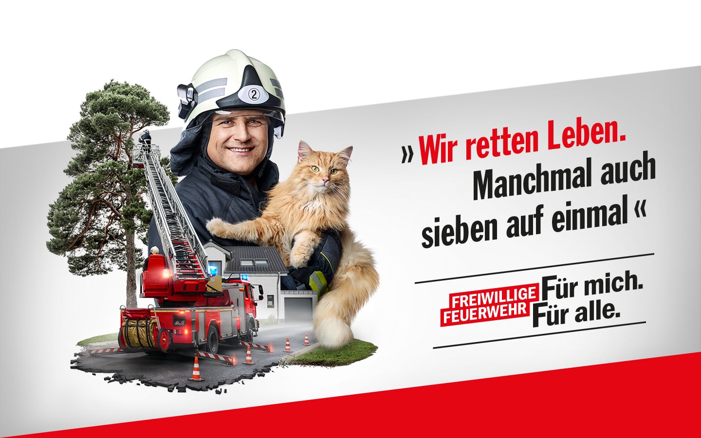 Werbekampagne zur Mitgliedergewinnung für die Freiwillige Feuerwehr NRW. Für mich. Für alle. "Gemeinsam geben wir alles. Damit andere nicht alles verlieren."