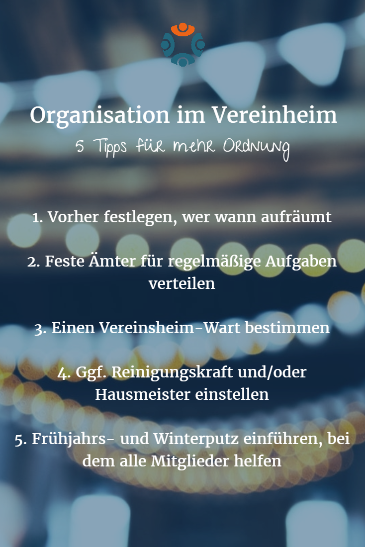 Infografik: Organisation im Vereinsheim - 5 Tipps für mehr Ordnung