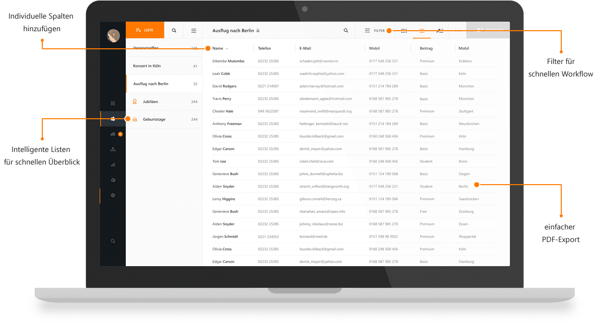 Vereinsverwaltung online – Mit MEINVEREIN Listen anlegen, bearbeiten und exportieren