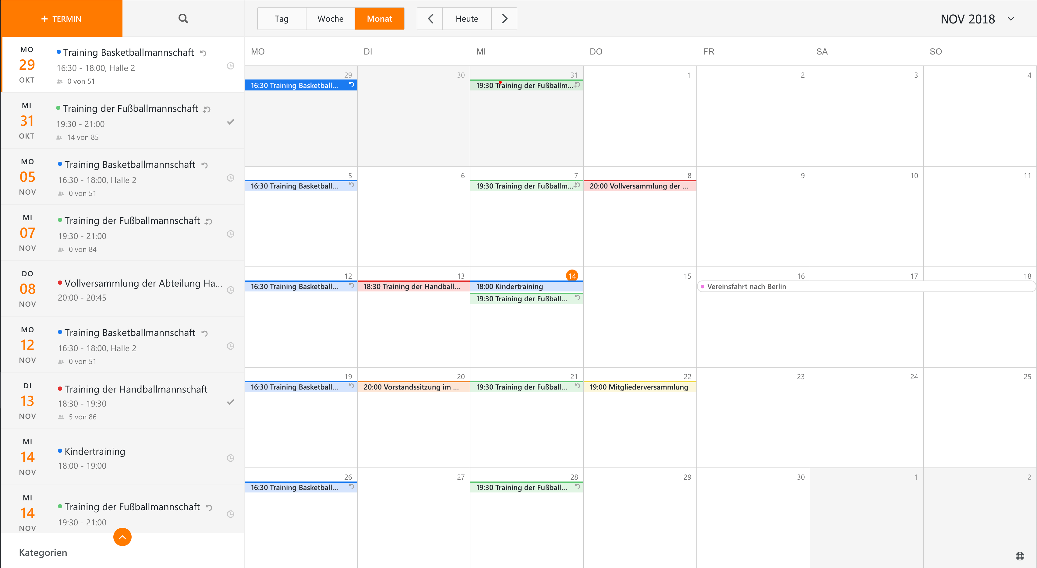 Mein Verein Kalender Desktop