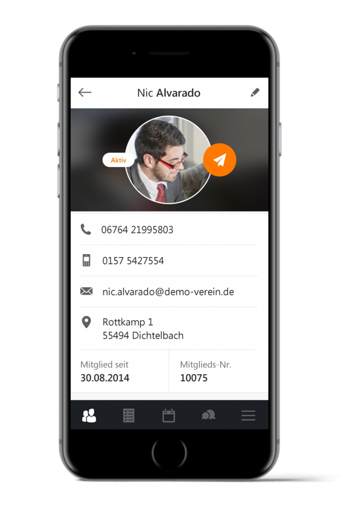 Darstellung eines Mitgliedsprofils auf dem Smartphone