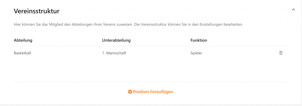Vereinsstruktur anlegen