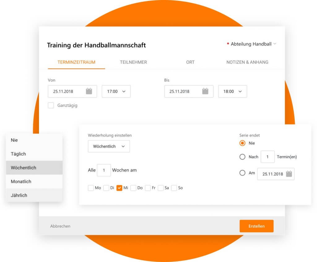 Einzeltermine und Serientermine anlegen in WISO MeinVerein Web