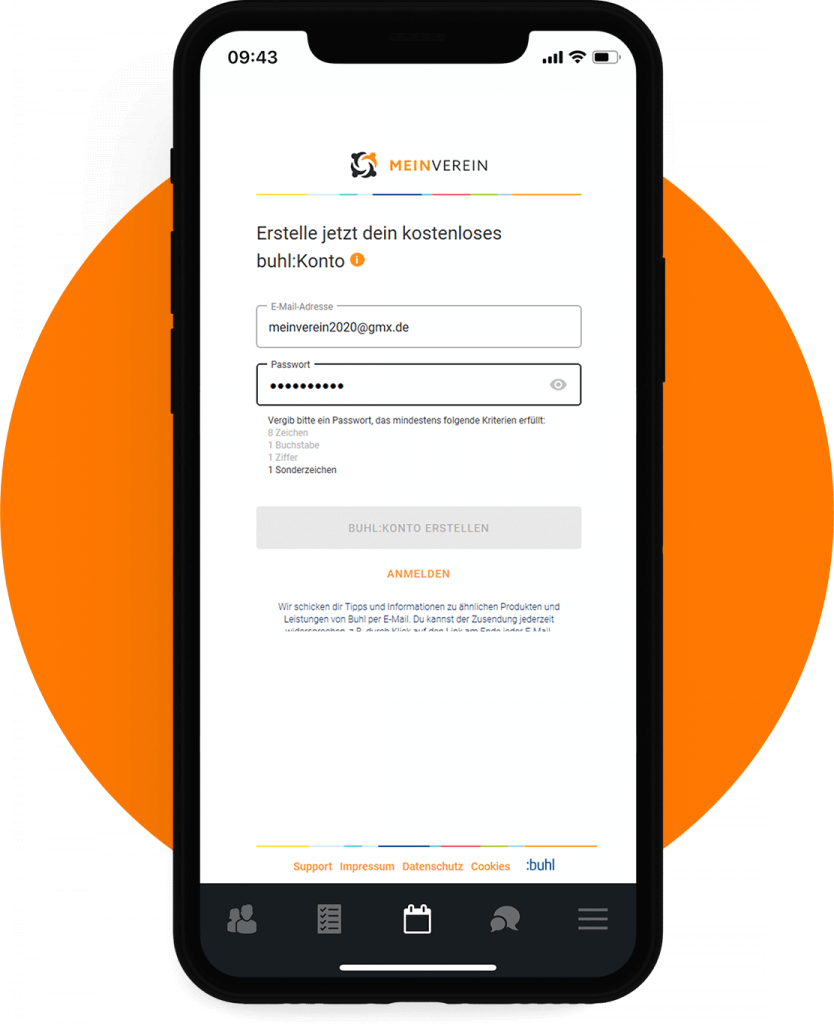 Das buhl:Konto ermöglicht das Einloggen in die Vereinssoftware